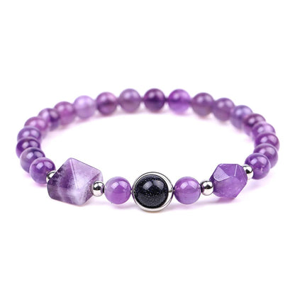 Rockyu 天然石ブレスレット レディース パワーストーン ピラミッドビーズデザイン