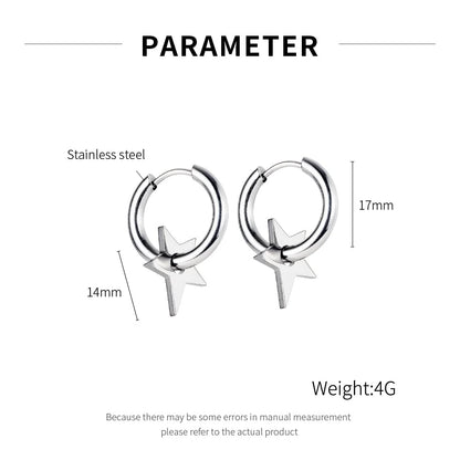 Rockyu ピアス メンズ フープ シルバー ステンレス 星モチーフ 金属アレルギー対応