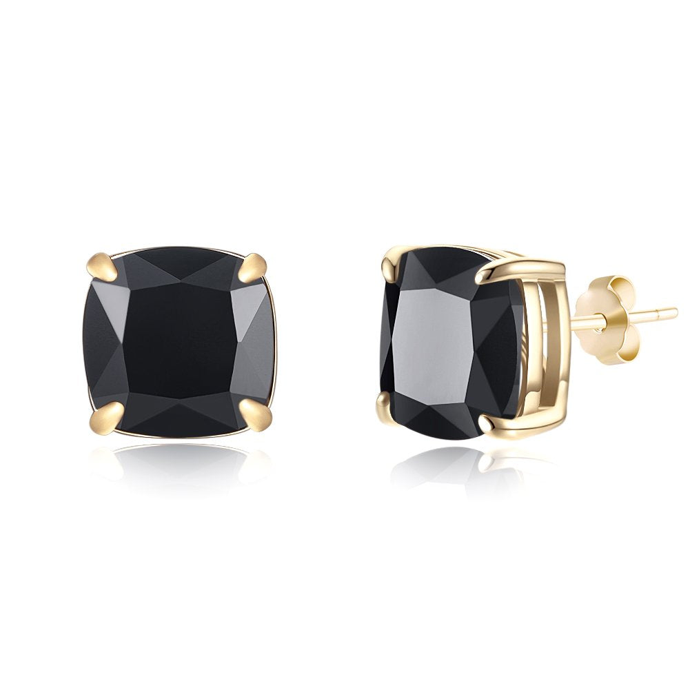 Rockyu スクエアカット オニキス風 レディースピアス シルバー925 一粒デザイン アジアンエスニック風