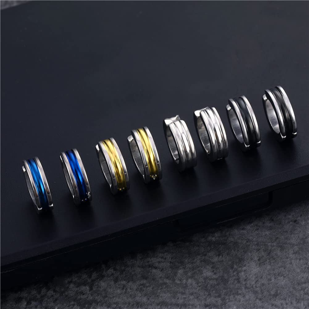 Rockyu ピアス メンズ レディース フープ シルバー チタン ノンホール イヤーカフ