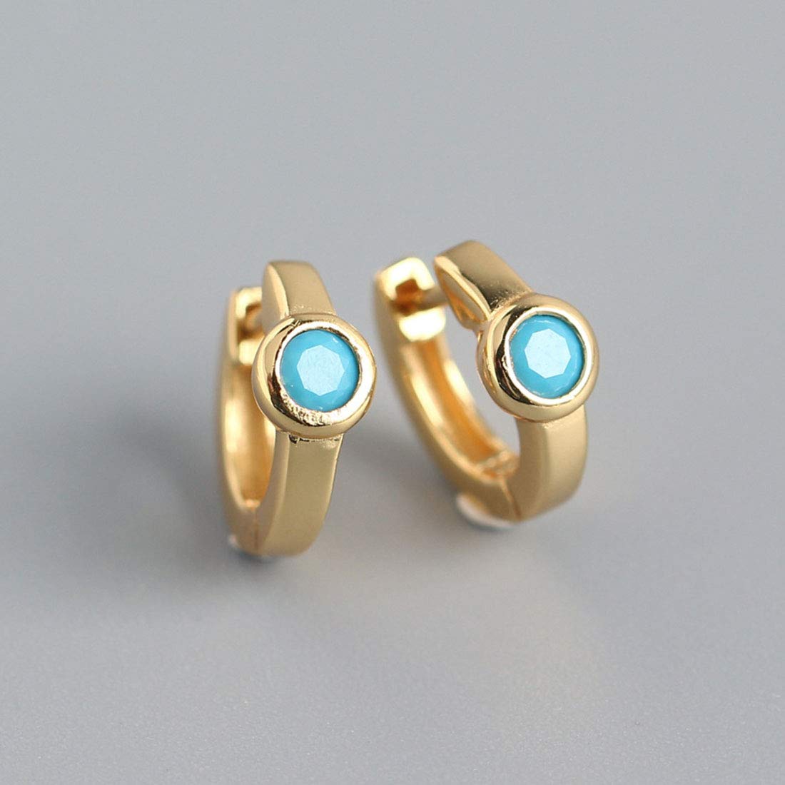 Rockyu ピアス レディース シルバー925 ターコイズ フープリング 両耳用 ジュエリー