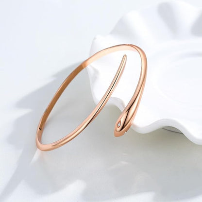 Rockyu 蛇モチーフバングルブレスレット｜シルバー925風のフリーサイズデザイン