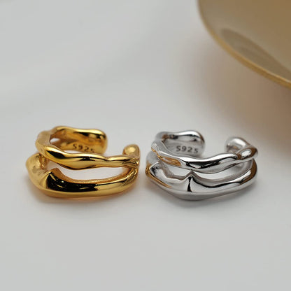 Rockyu ピアス レディース シルバー925 二連風 ノンホール フェイクピアス 金属アレルギー対応