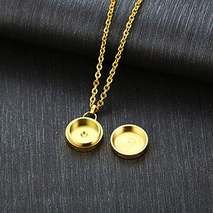 Rockyu サークル型メモリアルネックレス メンズ ステンレス製 遺骨カプセル ロング60cmチェーン