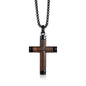 Rockyu メンズ ネックレス 十字架 シルバー＆ウッド チェーン付き プレゼントに最適