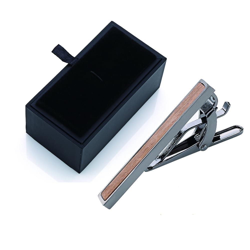 Rockyu 高級木製ネクタイピン｜3色展開（ゴールド・ローズゴールド・ガンメタル）