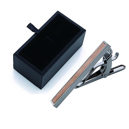 Rockyu 高級木製ネクタイピン｜3色展開（ゴールド・ローズゴールド・ガンメタル）