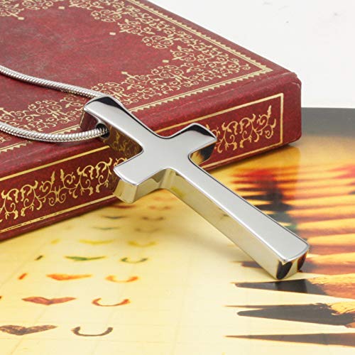 Rockyu ネックレス メンズ 十字架 クロス シルバー ステンレス シンプルペンダント