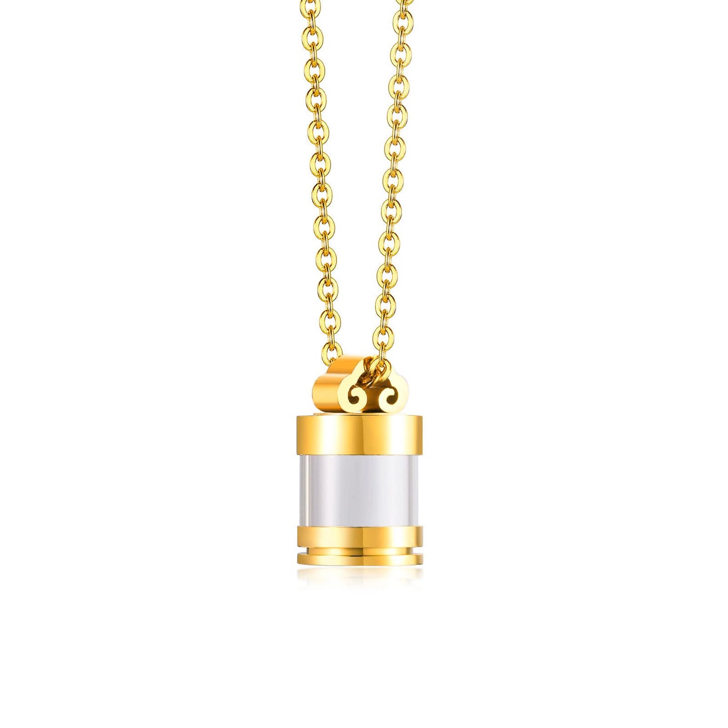 Rockyu 円筒型メモリアルネックレス メンズ レディース