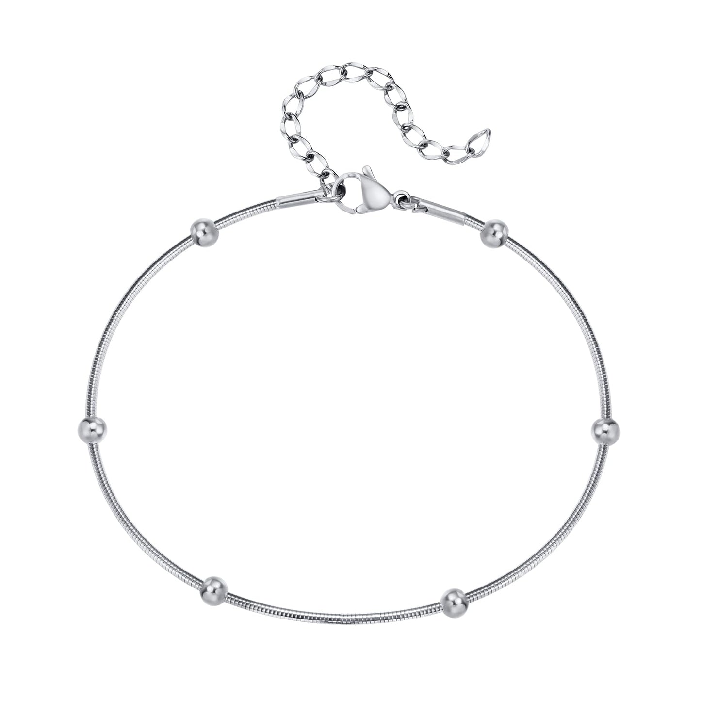 アンクレット レディース ステンレススチール ボールチャーム ゴールド/シルバー 調整可能 シンプル 夏アクセサリー