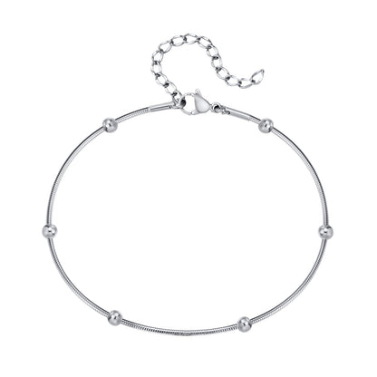 アンクレット レディース ステンレススチール ボールチャーム ゴールド/シルバー 調整可能 シンプル 夏アクセサリー