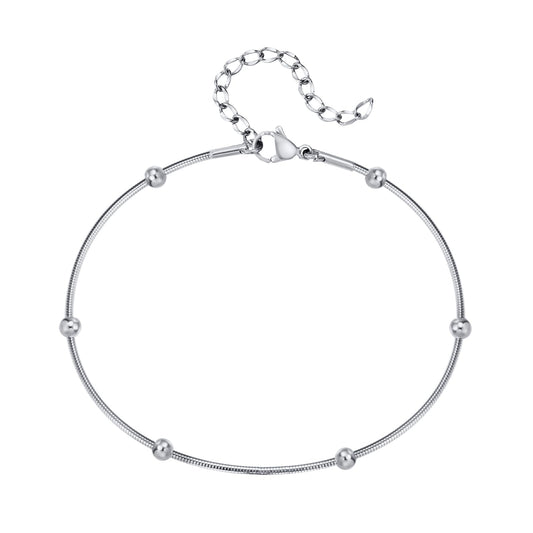 アンクレット レディース ステンレススチール ボールチャーム ゴールド/シルバー 調整可能 シンプル 夏アクセサリー