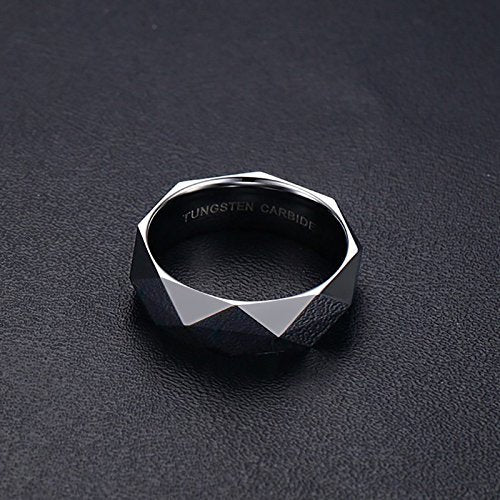 Rockyu タングステン メンズリング 多面カット 高光沢仕上げ 3色展開