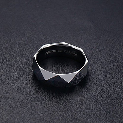 Rockyu タングステン メンズリング 多面カット 高光沢仕上げ 3色展開