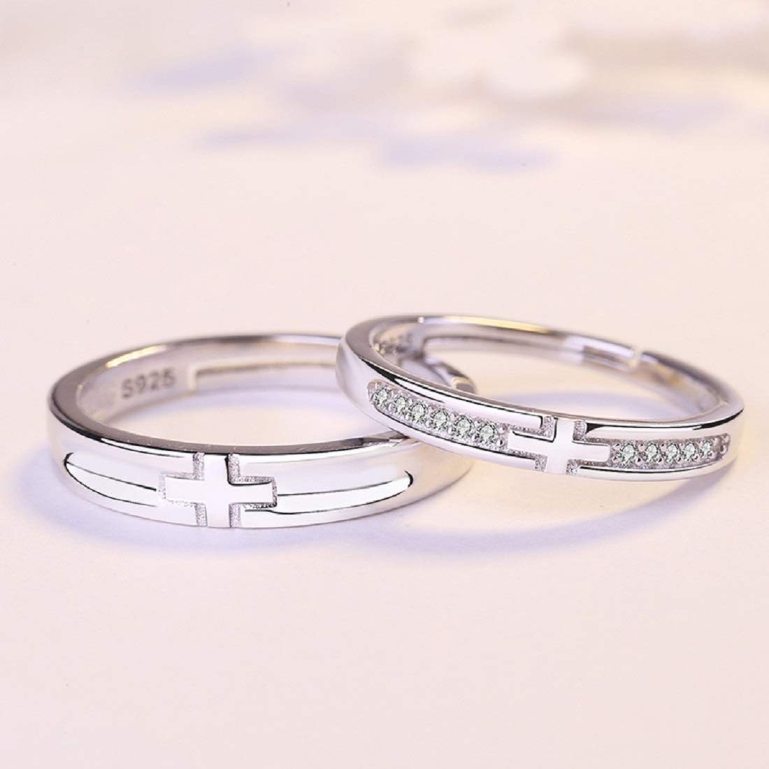 Rockyu ペアリング シルバー925 クロスデザイン メンズ フリーサイズ 結婚・婚約対応