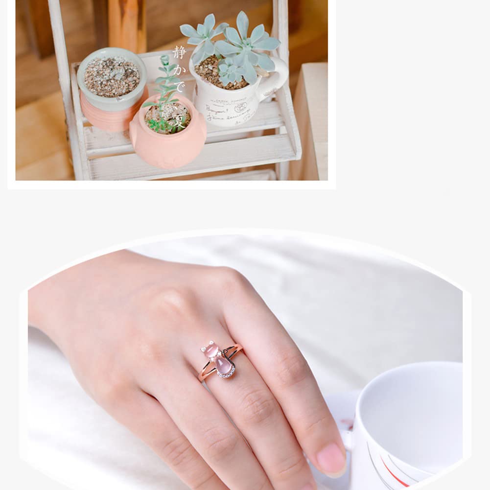 Rockyu ネックレス レディース ピンクゴールド 猫モチーフ 天然石 ジルコニア