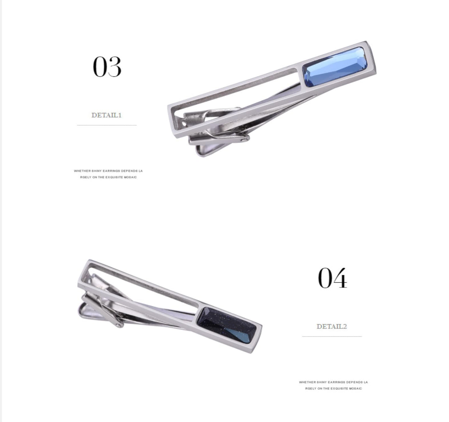 Rockyu ネクタイピン メンズ 誕生石＆天然貝インレイ 水色石 青砂石 パールシェル 黒蝶貝 5cm ビジネス フォーマル