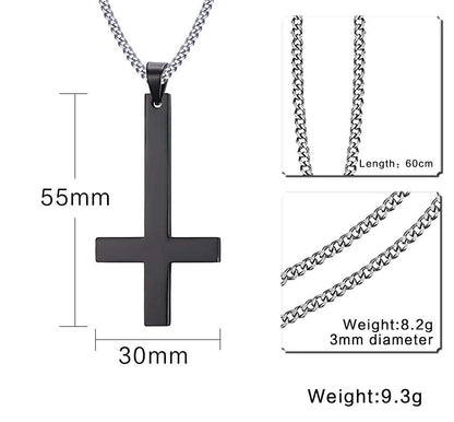 Rockyu 逆さクロスネックレス【ブラック・ゴールド・シルバー】