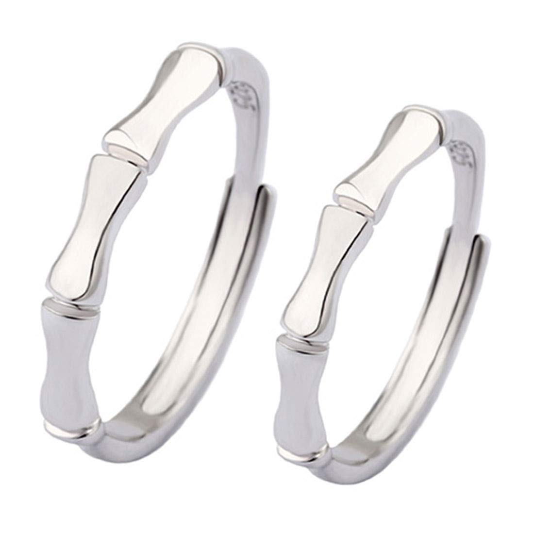 Rockyu 竹モチーフ ペアリング シルバー925 メンズ レディース フリーサイズ 結婚・婚約用