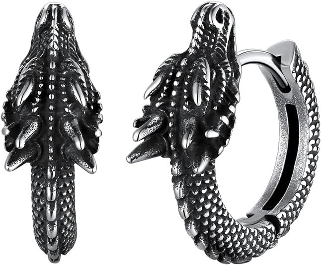 Rockyu ドラゴンフープピアス（金・銀・黒 3色展開）