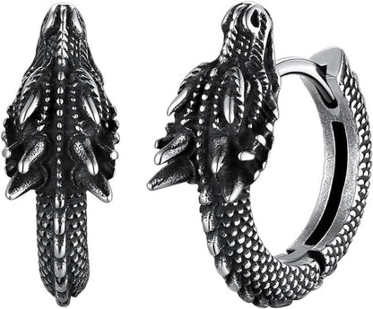 Rockyu ドラゴンフープピアス（金・銀・黒 3色展開）