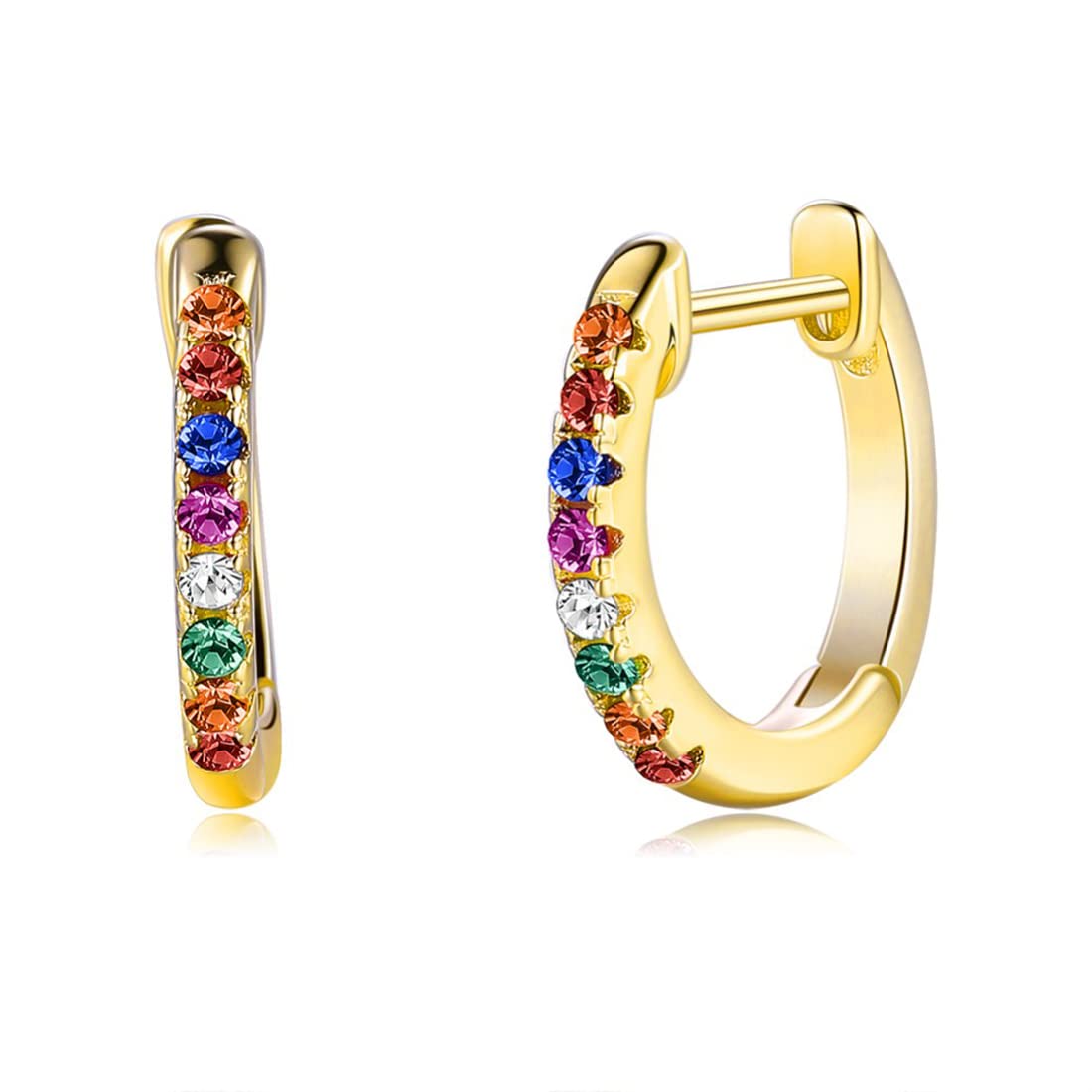 Rockyu ピアス レディース フープ シルバー925 多粒ジルコニア 金属アレルギー対応