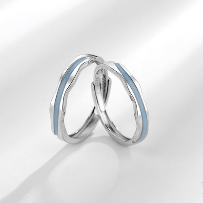 Rockyu ペアリング 津波モチーフ シルバー925 フリーサイズ 2個セット 金属アレルギー対応