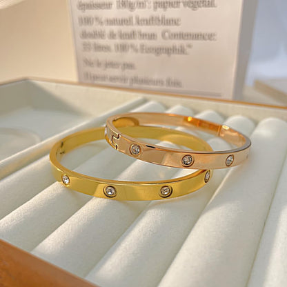 Rockyu ブレスレット レディース ステンレス製 キュービックジルコニア付き 3色バングル