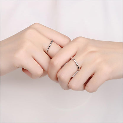 Rockyu ペアリング 竹節デザイン フリーサイズ 2個セット シルバー925 スターリングシルバー