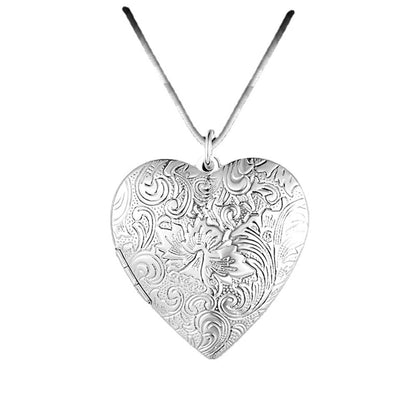 Rockyu ハートロケットネックレス レディース 写真収納 彫刻風デザイン ステンレス製 ゴールド 50cmチェーン