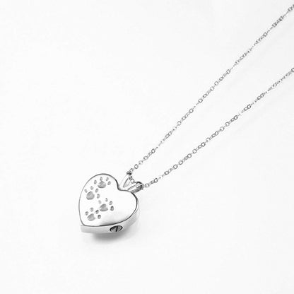 Rockyu ネックレス レディース ハートペンダント ステンレス シルバー ブルー 足跡 メモリアル 遺骨ペンダント