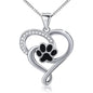 Rockyu ネックレス レディース シルバー925 ハート ペンダント 肉球 ジルコニア入り おしゃれ アクセサリー