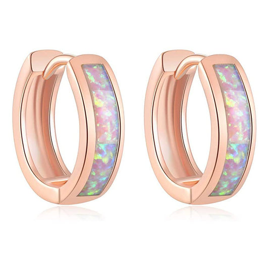 Rockyu レディース バーオパール フープピアス ステンレス製