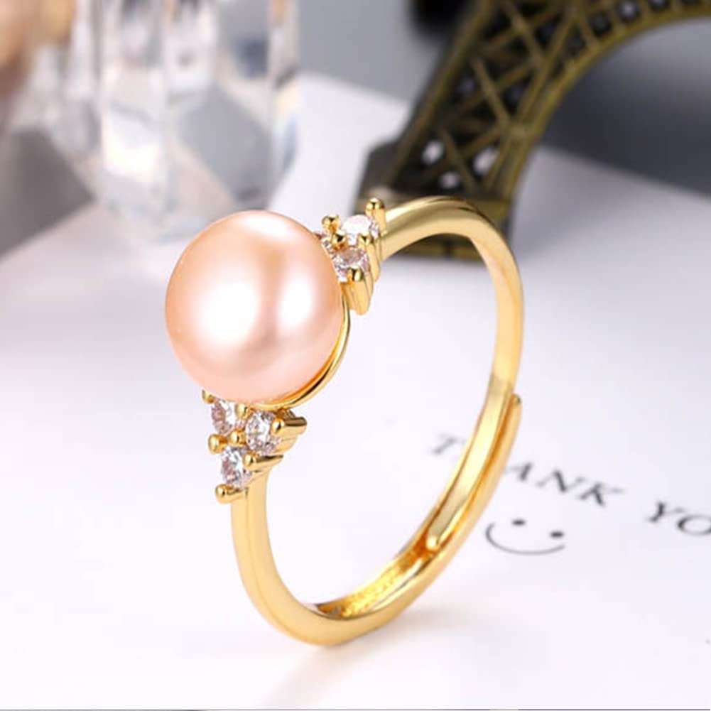 Rockyu レディース フリーサイズ パールリング シンプル 上品デザイン