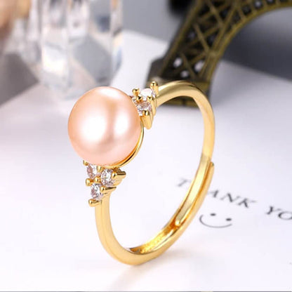 Rockyu レディース フリーサイズ パールリング シンプル 上品デザイン