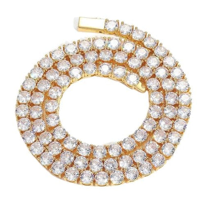 Rockyu ネックレス メンズ テニスチェーン シルバー/ゴールド 3mm〜6mm キュービックジルコニア 16〜26インチ