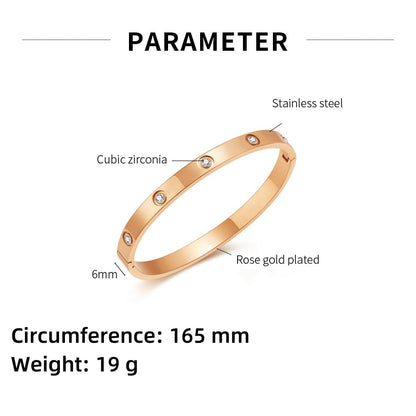 Rockyu ブレスレット レディース ステンレス製 キュービックジルコニア付き 3色バングル