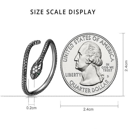 Rockyu スネークリング レディース フリーサイズ シルバー925 蛇指輪 4色展開 金属アレルギー対応