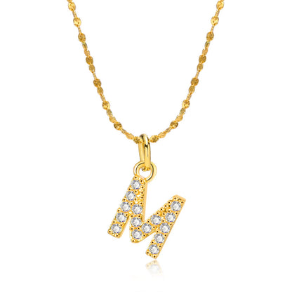 Rockyu ネックレス レディース ゴールド イニシャルペンダント ジルコニア アレルギー対応