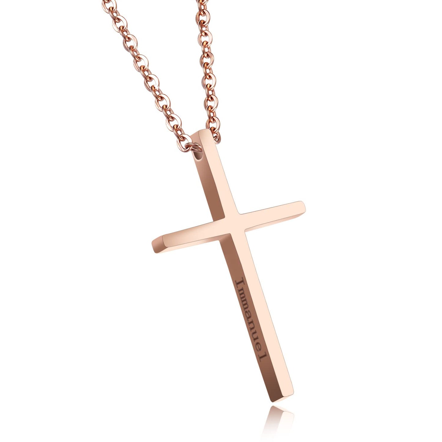 [Rockyu] ブランド 十字架ペアネックレス カップル 人気ブランド ステンレス アレルギー対応 シルバー ブラック ピンクゴールド ファッション クロスネックレス 細い 十字架ペンダント