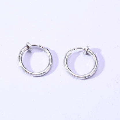 Rockyu フェイクピアス サージカルステンレス製 リングデザイン 両耳用 金属アレルギー対応