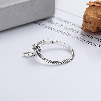 Rockyu ドラゴンリング シルバー925 フリーサイズ 細身デザイン 龍モチーフ 男女兼用アクセサリー