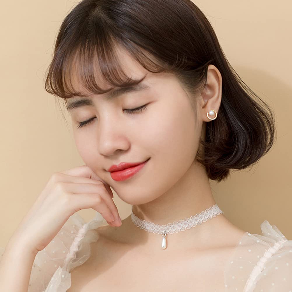 S925パール＆ダイヤ風ミニフープピアス｜小さな輝きで耳元に気品を