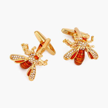 Rockyu カフスボタン メンズ 蜜蜂モチーフ ピンクゴールド＆レッド ビジネス＆カジュアル