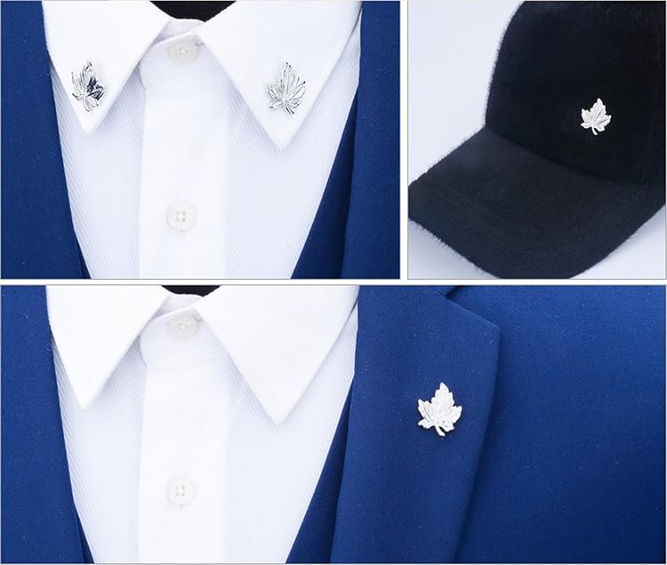 Rockyu ブローチ メンズ レディース 枫の葉 シルバー スーツアクセサリー