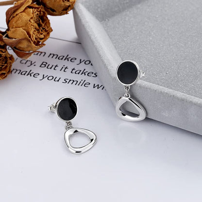 ピアス レディース シルバー925 ブラック 幾何学デザイン 揺れるピアス