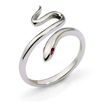 Rockyu スネークリング レディース フリーサイズ 指輪 シンプル蛇モチーフ