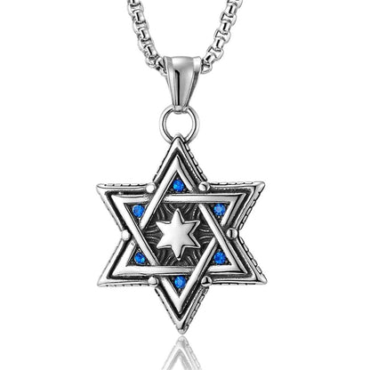 Rockyu スターオブデイビッド ペンダントネックレス メンズ レディース ステンレス製