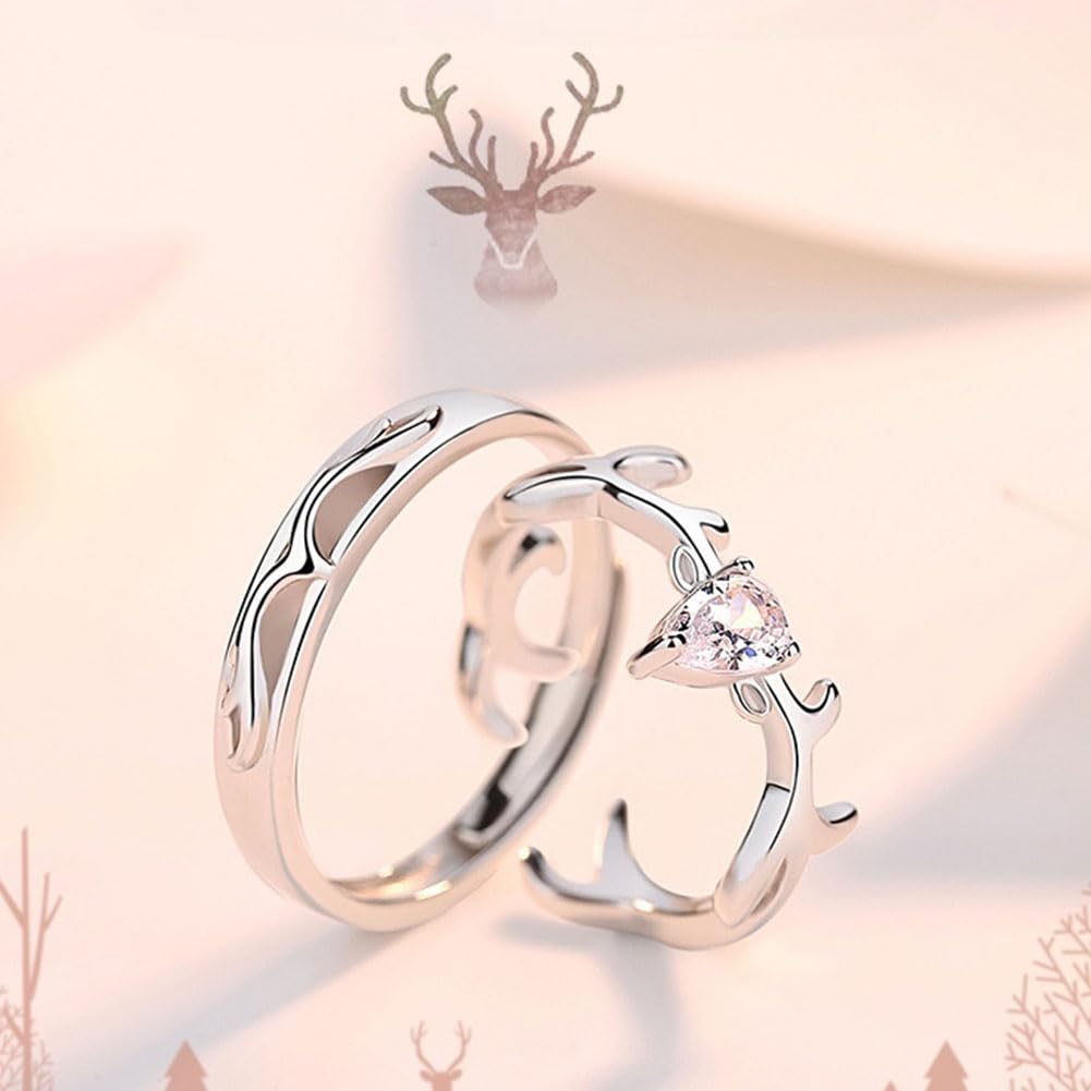 指輪 ペアリング フリーサイズ シルバー925 鹿モチーフ 2個セット