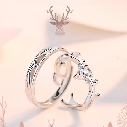 指輪 ペアリング フリーサイズ シルバー925 鹿モチーフ 2個セット